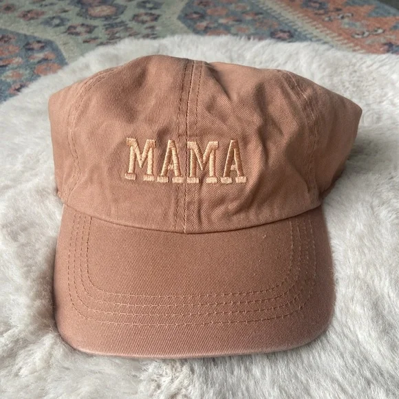 Boutique women’s MAMA embroidered baseball hat blush mauve brown dad cap OSFM - Picture 13 of 16